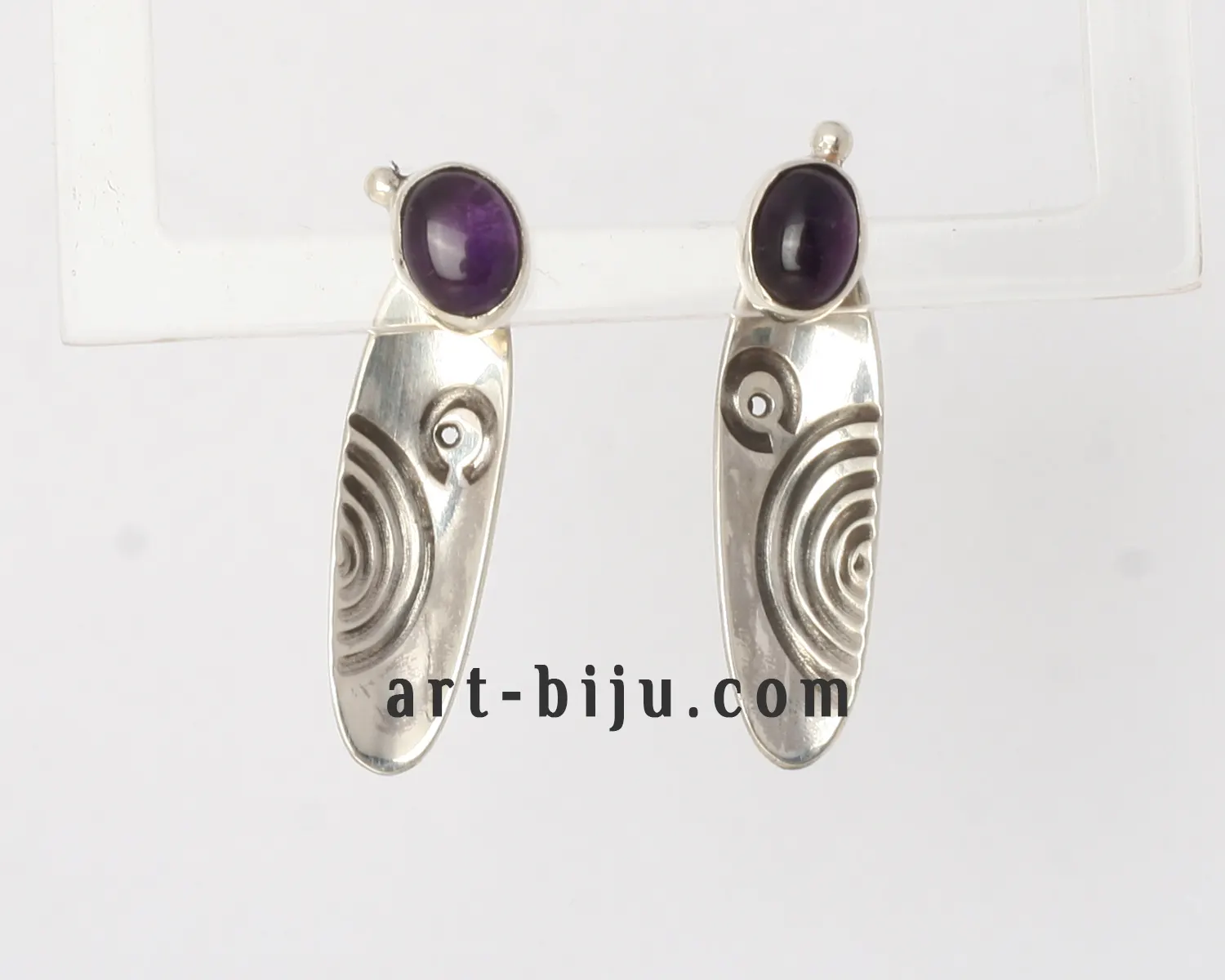 Сребърни обици с естествени аметисти