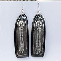 Обеци сребро рог и тюркоаз