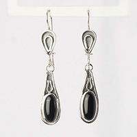 Сребърни авторски обеци сребро и черен оникс