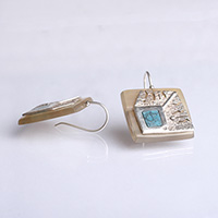 Сребърни обеци с тюркоази форма квадрат