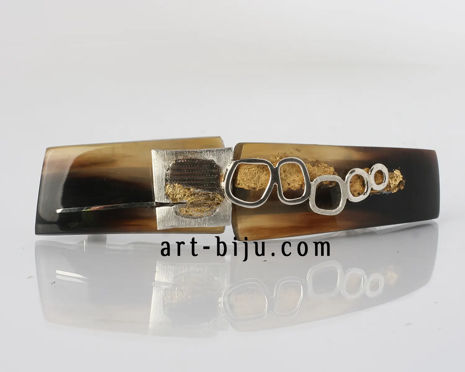 Авторска шнола от рог, сребро и злато 22Ct