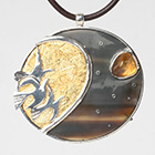 Колие - уникат от сребро, злато, рог, цитрин  и кожа.